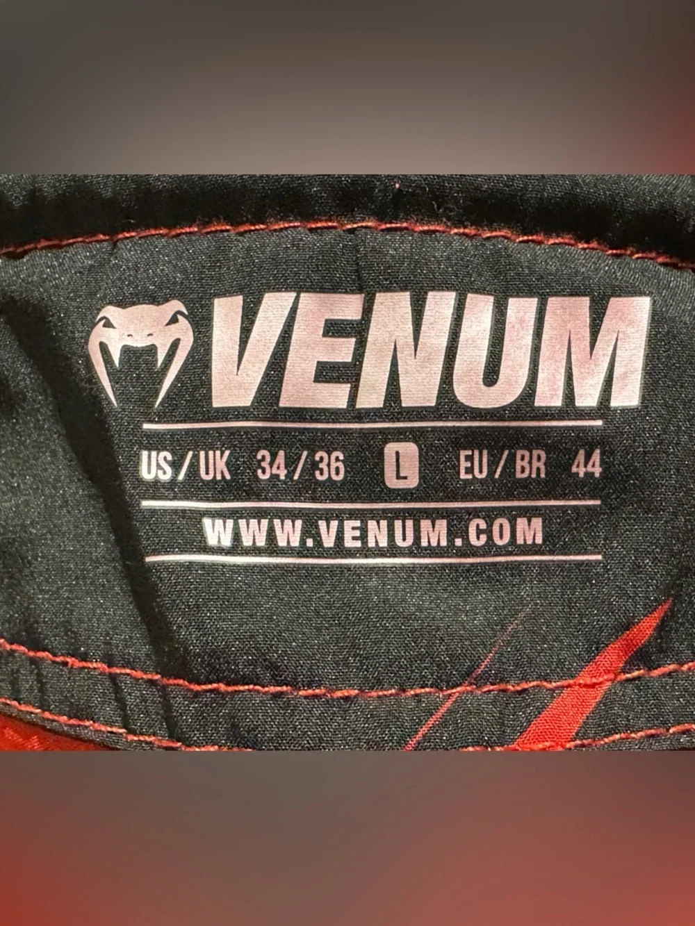 Venum Fight Team MMA kickboxing shorts Size Large black red
